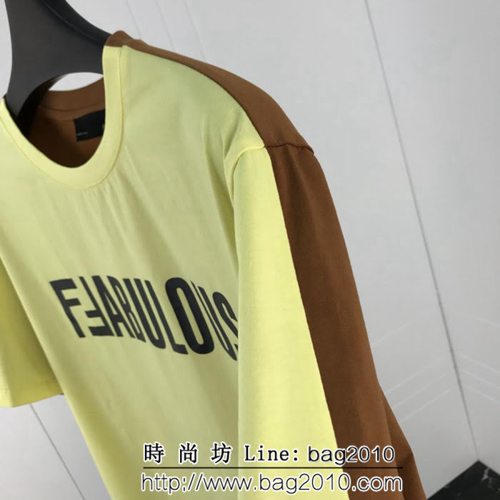 FENDI芬迪 走秀款 官網同步 19春夏FF系列 前後拼色新款短袖 男女同款 ydi1378